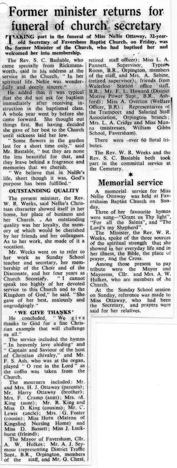 Nellie Ottaway's Funeral 1953