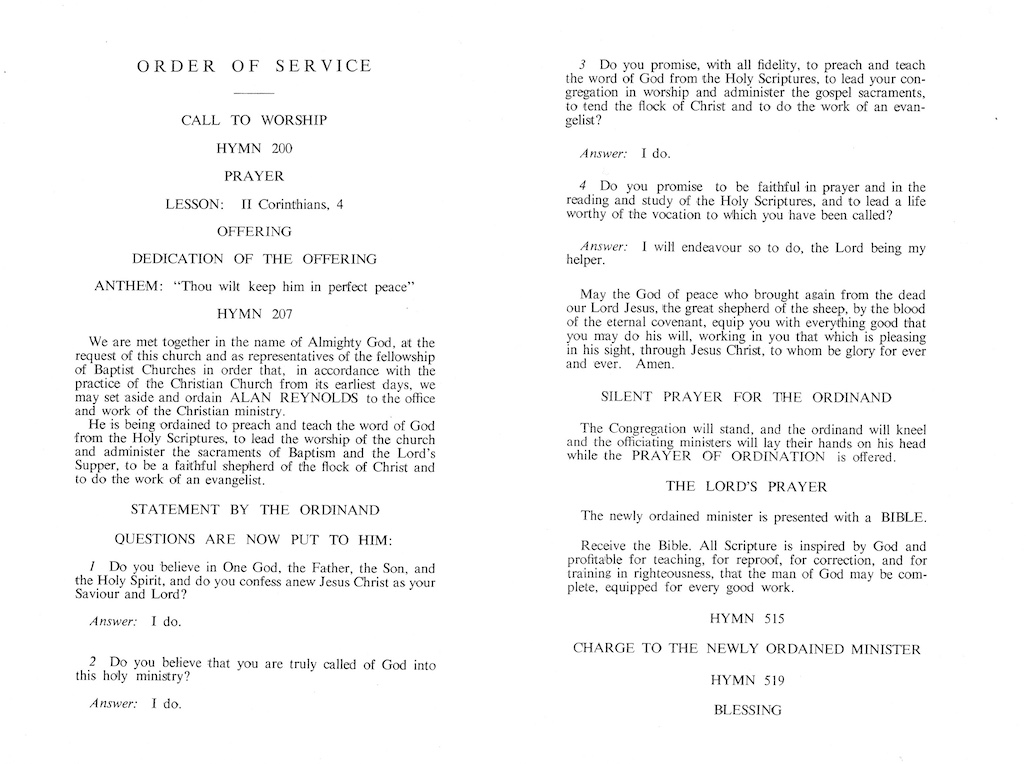 Ordination Service  05.09.1968